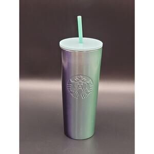 Starbucks Holiday Tumbler 2021 Green Purple Stainless 24 oz Ombre Cold Cup